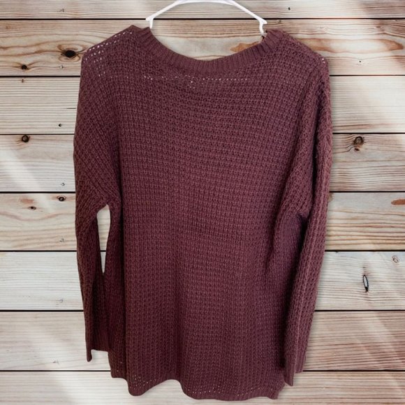 Sweaters - Burgandy Ultra Flirt Waffle knit size xl junior womens L